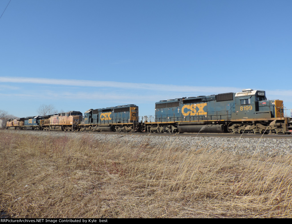 3 CSX SD40-2 on one train